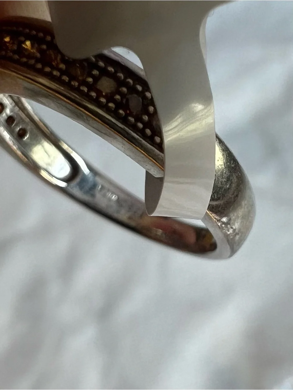 925 JT W. Rhodium-Plated Silver Brown Diamond Accent Band